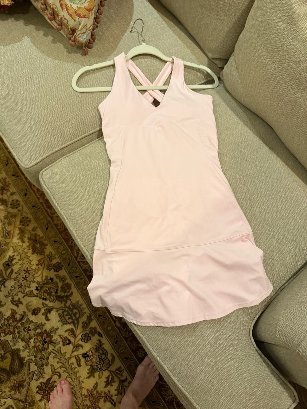Light Pink Athletic Tank Dress with Cross-Back Straps.  NWT